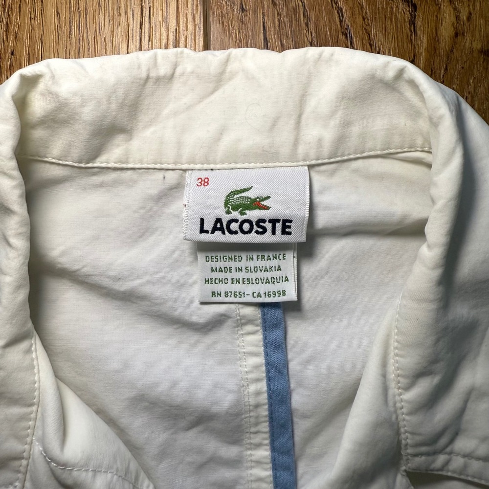Lacoste Womens Lightweight Snap Front Jacket White Size 38 Embroidered Logo Coat - Picture 4 of 11